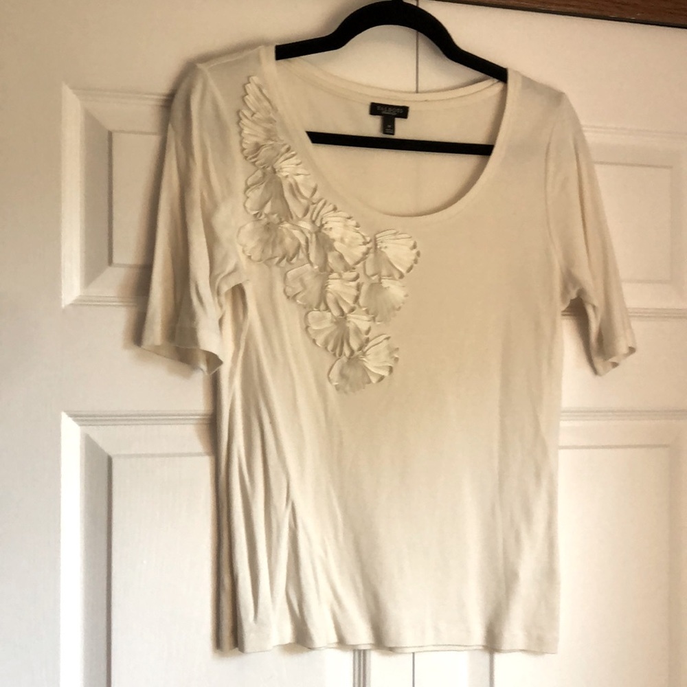 Talbots cream top with ribbon detailing